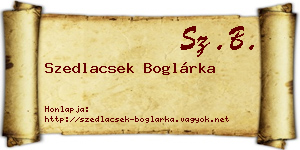 Szedlacsek Boglárka névjegykártya